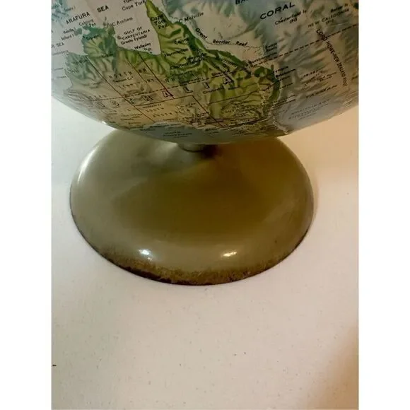 Vintage Rand McNally  Rotatable Desk Metal Stand World Portrait Globe - Picture 4 of 9
